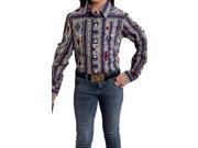 Roper Western Shirt Girls Aztec Long Sleeve M Blue 03 080 0590 6014 BU