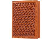 3D Western Wallet Mens Leather Trifold Basketweave Natural AW9