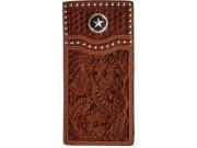 3D Western Wallet Men Leather Rodeo Studs Star Overlay Tan W283
