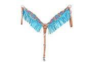 Bar H Equine Western Breast Collar Painted Floral Fringe Turq 57111 TQ