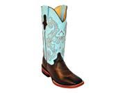 Ferrini Western Boot Women Stitched Square Toe 10 B Chocolate 81093 09