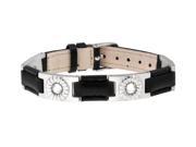 Sabona Jewelry Womens Bracelet Leather Gem Magnetic Silver Black 261