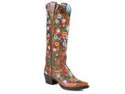 Stetson Western Boots Womens Floral 8 B Brown 12 021 6115 0951 BR
