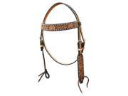 Bar H Equine Western Headstall Tooled Copper Browband Tan Black 232281