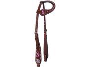 Bar H Equine Headstall One Ear Passionately Pink Crystal Brown 29812