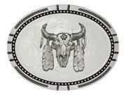 Montana Silversmiths Western Belt Buckle Buffalo Skull Silver 6120 447