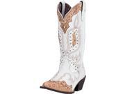 Laredo Western Boots Womens 12 Snip Toe CB 9.5 M White Crackle 52143