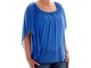 Cowgirl Tuff Western Shirt Womens S S Flowy Sheer Studs L Blue 100012