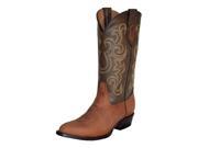 Ferrini Western Boots Mens Leather Round Pull Straps 8 D Cafe 12211 03