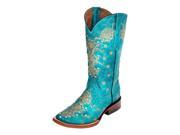 Ferrini Western Boots Women Country Lace Square 6 B Turquoise 82893 50