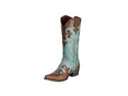 Lane Western Boots Womens Cowboy Dawson 10.5 B Turquoise Brown LB0023A
