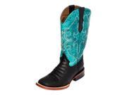 Ferrini Western Boots Womens Croc Print Square 6 B Black Turq 92493 04