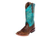 Ferrini Western Boots Womens Croc Print Square 8 B Brown Turq 92493 10