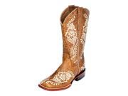 Ferrini Western Boots Womens Wild Flower Square 8.5 B Saddle 81293 15