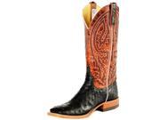 Anderson Bean Western Boot Mens Ostrich Edgy 8 D Black Rust Lava S1098