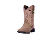 John Deere Western Boots Girls Kids Broad Toe 3 Child Brown JD2021