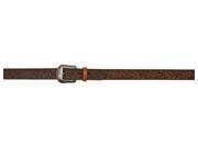 3D Belt Men Western Embossed Single Ply Leather Oak Leaf 40 Brown 2571
