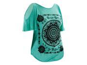Cowgirl Tuff Western Shirt Womens S S Tee Crystals L Turquoise 100028