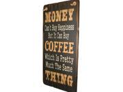 Cowboy Signs Wood Wall Hanging Money Happiness Coffee Brown 8177