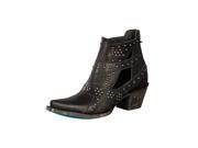 Lane Western Boots Womens Studs Straps Leather Ankle 8 B Black LB0289B