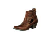 Lane Western Boot Women Studs Straps Leather Ankle 8.5 B Brown LB0289A