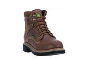 John Deere Western Boots Mens 6 WP ST EH Lace Up 9.5 M Brown JD6385