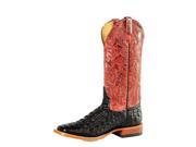 Horse Power Western Boots Boys Crocodile 4 Youth Black Red HP1071