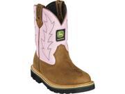 Johnny Popper Western Boots Girls John Deere 6 Youth Tan Pink JD3185