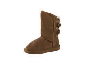 Bearpaw Boots Girls Cow Suede Knit Back Boshie 3 Child Hickory 1669Y