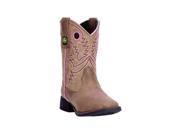 John Deere Western Boots Girls Kids Broad Toe 10 Child Brown JD2021