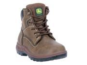 John Deere Work Boots Boys Lace Up 3.5 Child Distressed Brown JD3191