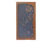 HOOey Western Wallet Men Signature Rodeo Tooled Brown Blue 1642137W6BL