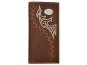 3D Western Wallet Mens Rodeo Lacing Piping Checkbook Brown W262