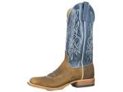 Anderson Bean Western Boots Mens Bison Square Toe 8 D Brown Blue S1107