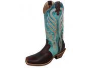 Twisted X Western Boots Womens Cowboy Leather 9.5 B Brown Turq WSO0015