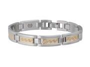 Sabona Jewelry Mens Bracelet Greek Key Duet Magnetic M Silver Gold 374