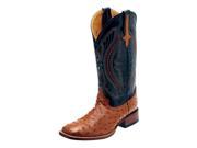 Ferrini Western Boots Mens FQ Ostrich 10.5 D Cognac Black 10193 02