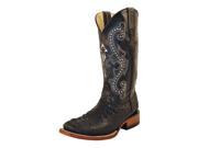 Ferrini Western Boots Womens Caiman Croc Gator 10 B Black 90393 04