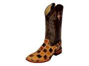 Ferrini Western Boots Men Ostrich Gator Patchwork 10 D Cognac 11393 02