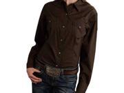 Roper Western Shirt Womens L S Solid M Brown 03 050 0265 1069 BR