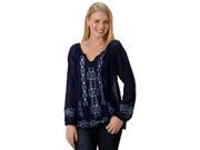 Roper Western Shirt Womens L S Pullover M Blue 03 050 0565 7038 BU