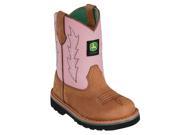John Deere Western Boots Girls Kids Cowboy 4.5 Infant Tan Pink JD1185
