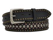 3D Belt Mens Western Crackle Leather Roller Studs 40 Black 4910