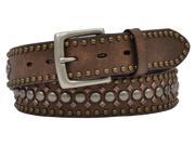 3D Belt Mens Western Studded Crackle Leather Roller 38 Brown 4912