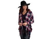 Stetson Western Sweater Womens Fringe Plaid S Red 11 050 0597 0702 RE