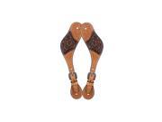 Bar H Equine Western Spur Straps Floral Carved Two Tone Brown 87391
