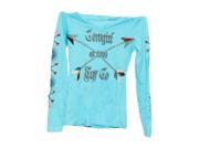 Cowgirl Tuff Western Shirt Girls L S Crystals XL Caribbean Blue F00309
