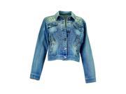 Cowgirl Tuff Western Jacket Women Denim Studs Button M Med Wash 100085