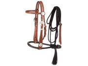 Leather Floral Browband Headstall with 5 8 Two Tone Bosal and Cord Mecate