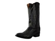 Ferrini Western Boots Mens Ostrich Round Cowboy 9.5 D Black OSL04R
